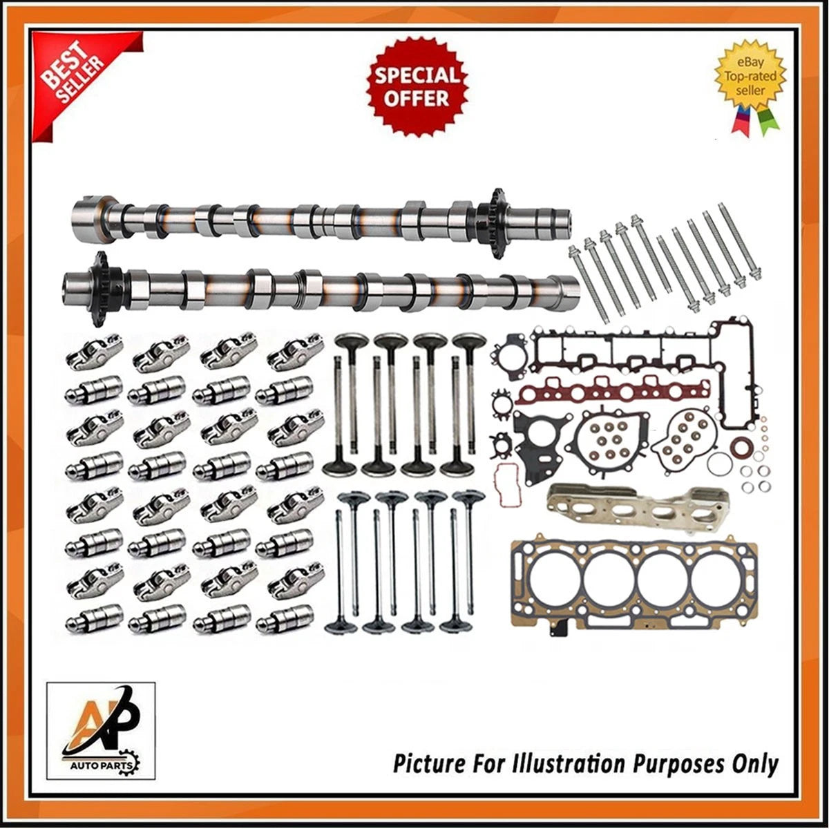 Camshaft Rocker Arms Valves Bolts and Gasket Set for Peugeot Boxer (2014–2023)