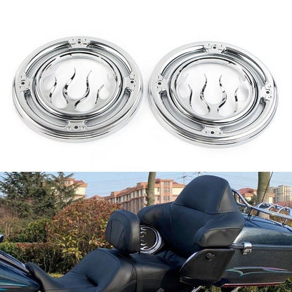 Chrome Rear Speaker Accent Trim Covers for Harley Electra Street Tri Glide
