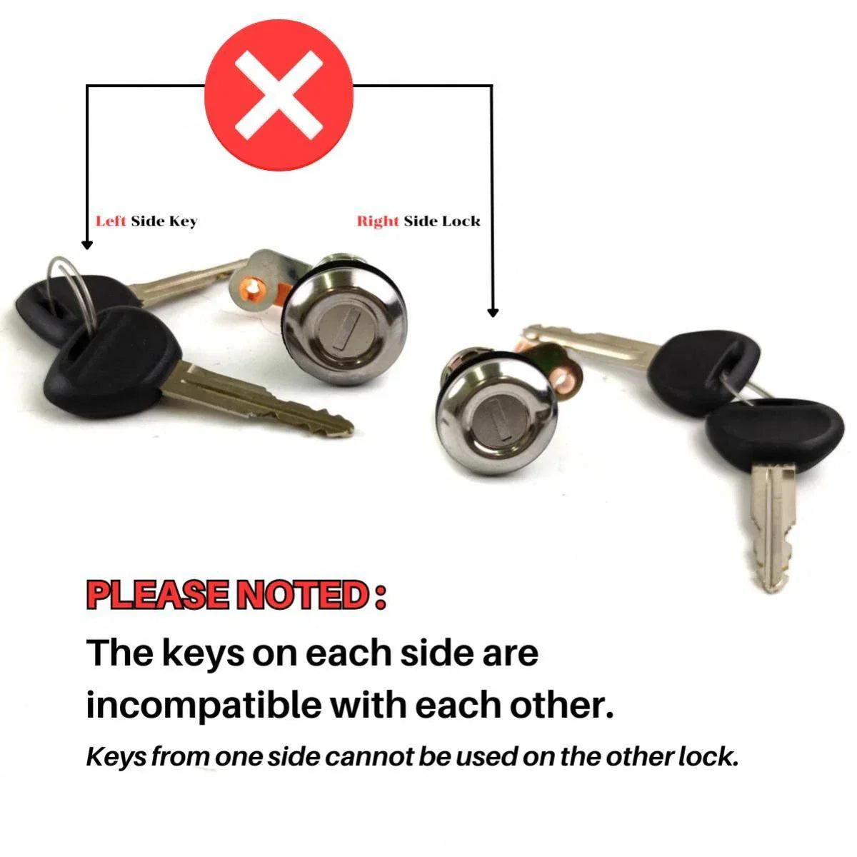 Door Lock Safety Key Set L+R Fits Mitsubishi L200 Strada Pickup UTE 1997-05 D08