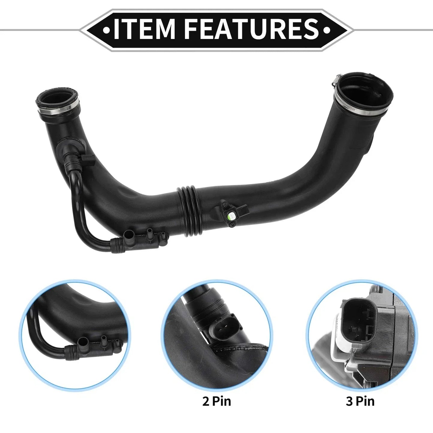 Intake Hose for Mercedes-Benz C-Class 2012-2015, Black, 2 x Compatible