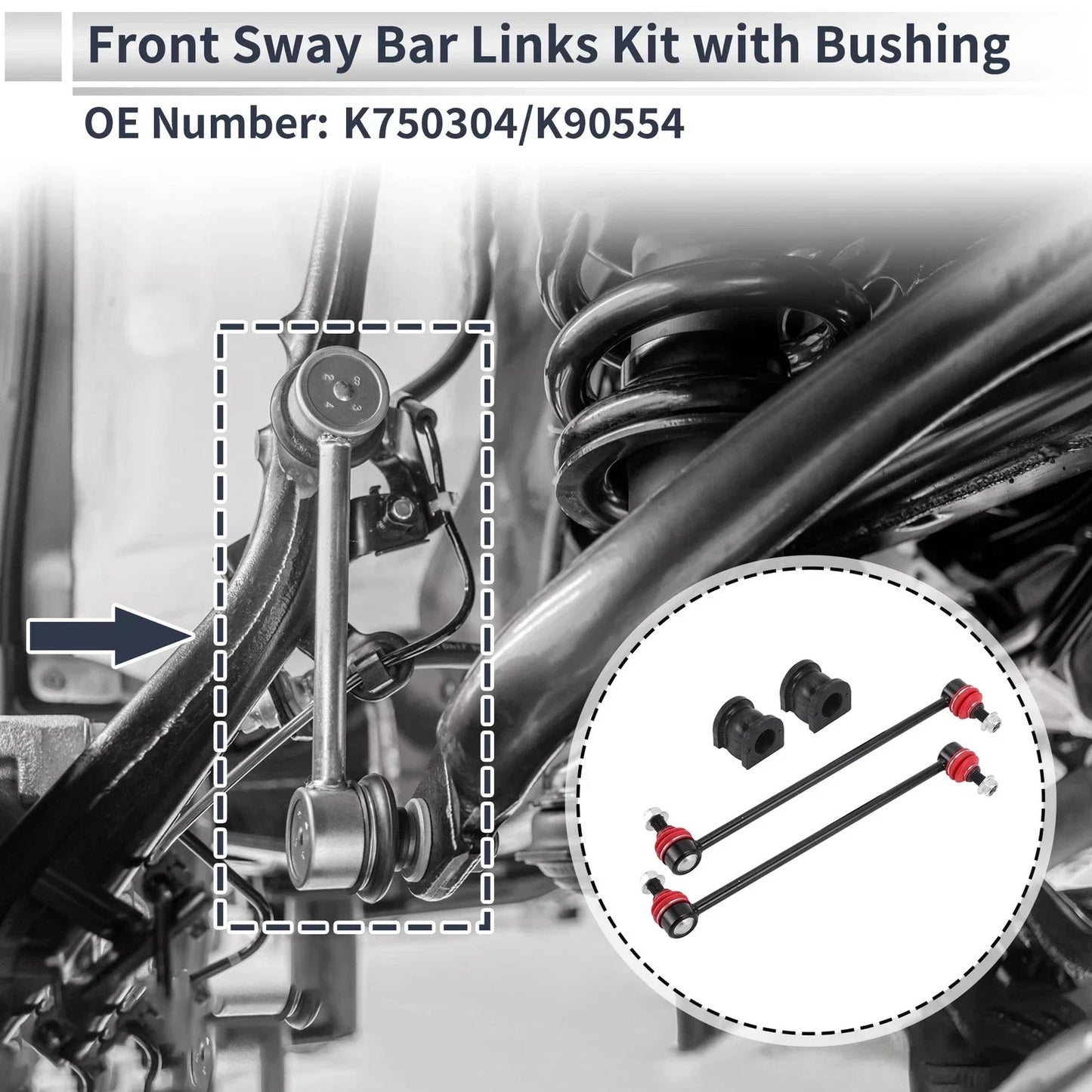 Front Stabilizer Bar Links with 2 Pcs Bushing for Honda Odyssey (2005-2010)