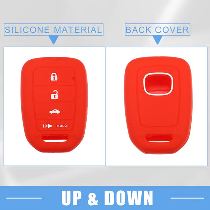 Smart Key Fob Cover for Honda Civic Accord CR-V HR-V Black Red (2 x)