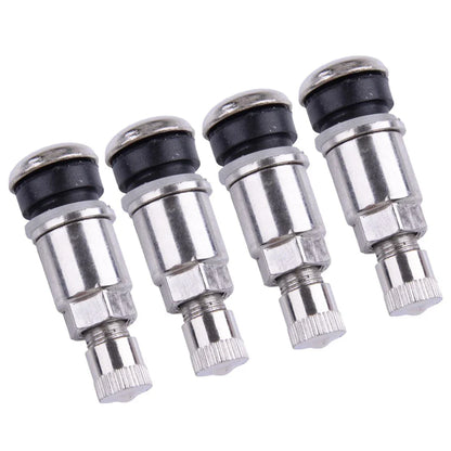 4 x Bolt-in Tubeless Wheel Tyre Valves with Dust Caps for Car & Truck