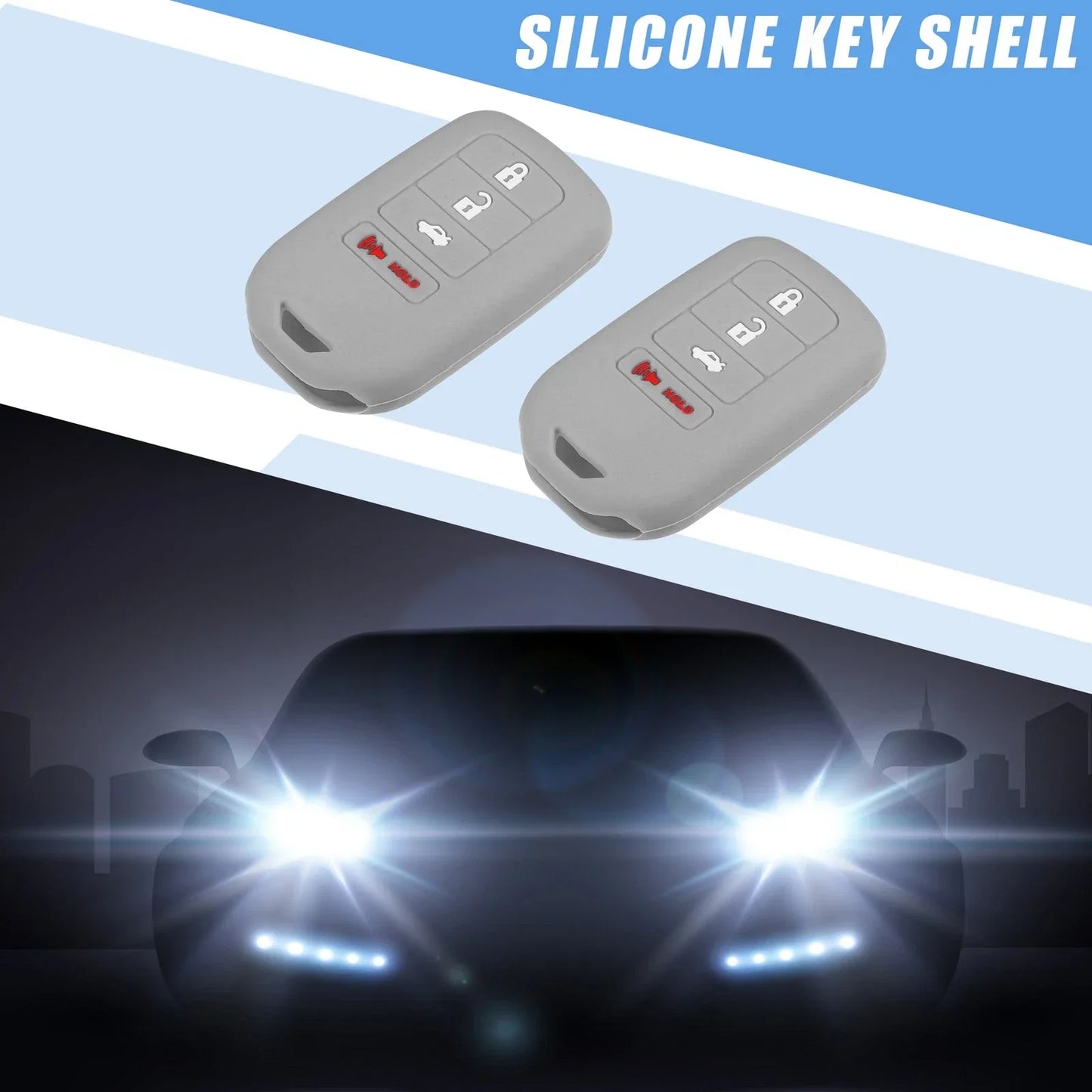Smart Key Fob Cover Case for Honda Accord EX EXL EX-L 2013-2018 Gray (2 x)