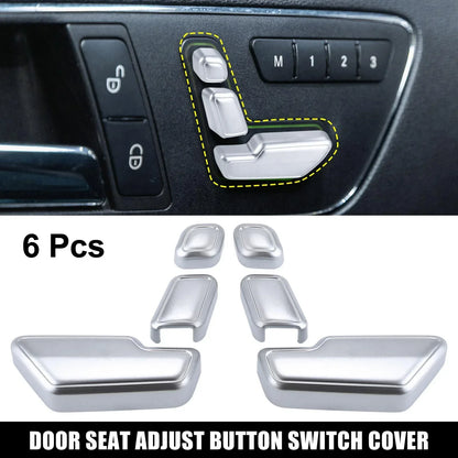 6 x Silver Tone Door Seat Adjust Button Switch Covers for Mercedes Benz B180