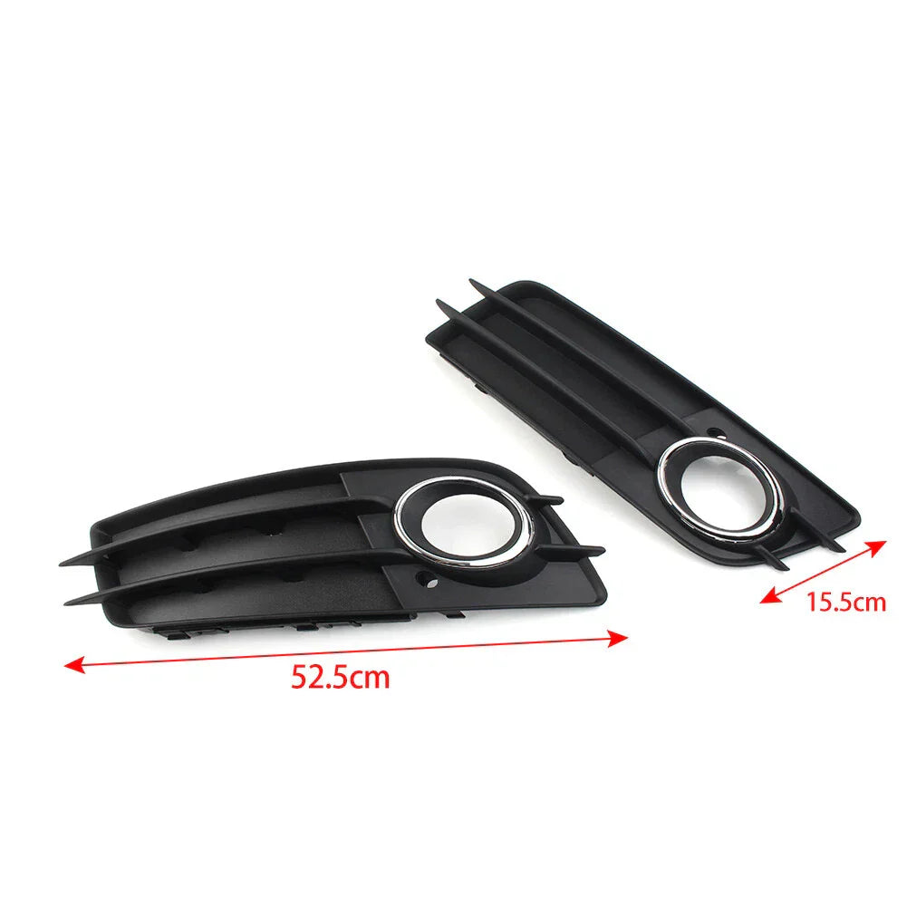 Left Front Fog Light Grille Cover w/Chrome Ring for Audi A4 S4 (2008-2012)