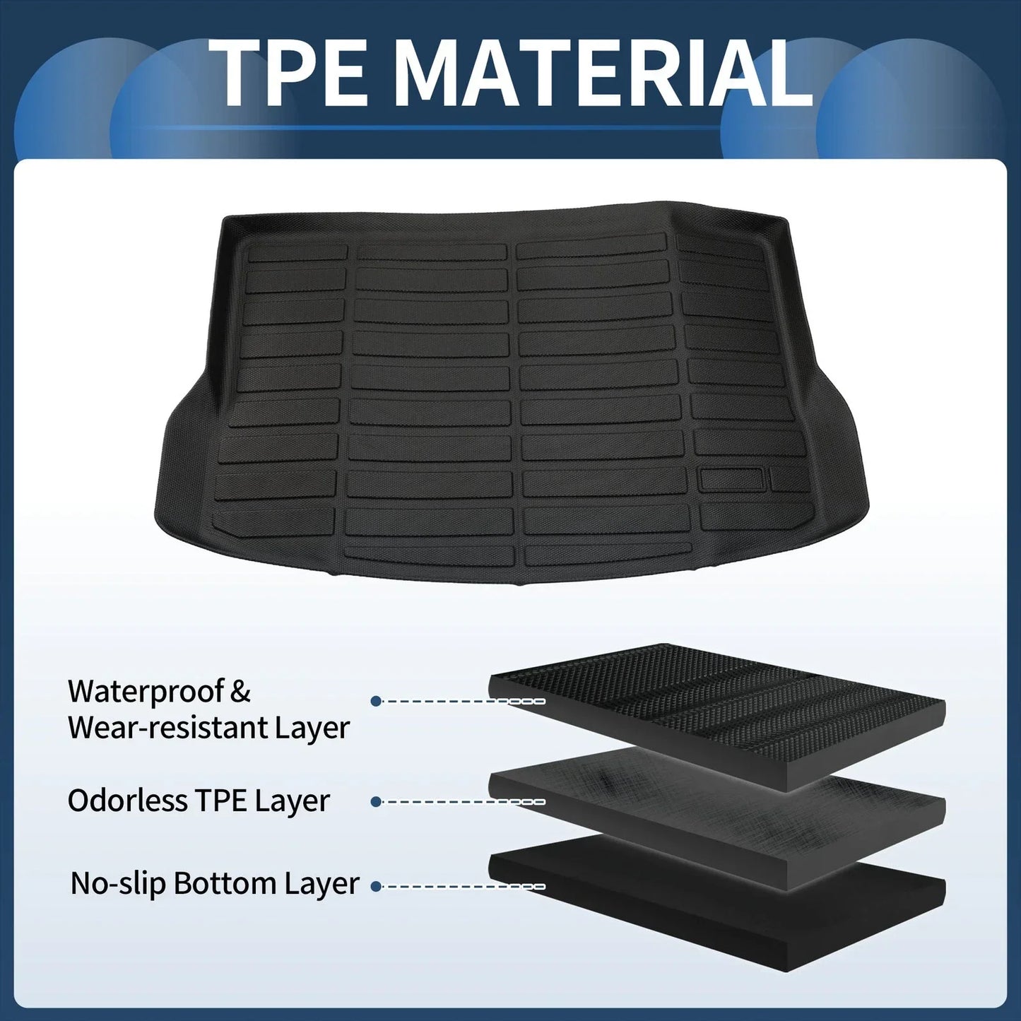 Trunk Mat for Chevrolet Bolt EUV 2022-2024 TPE Cargo Liner Replacement Black