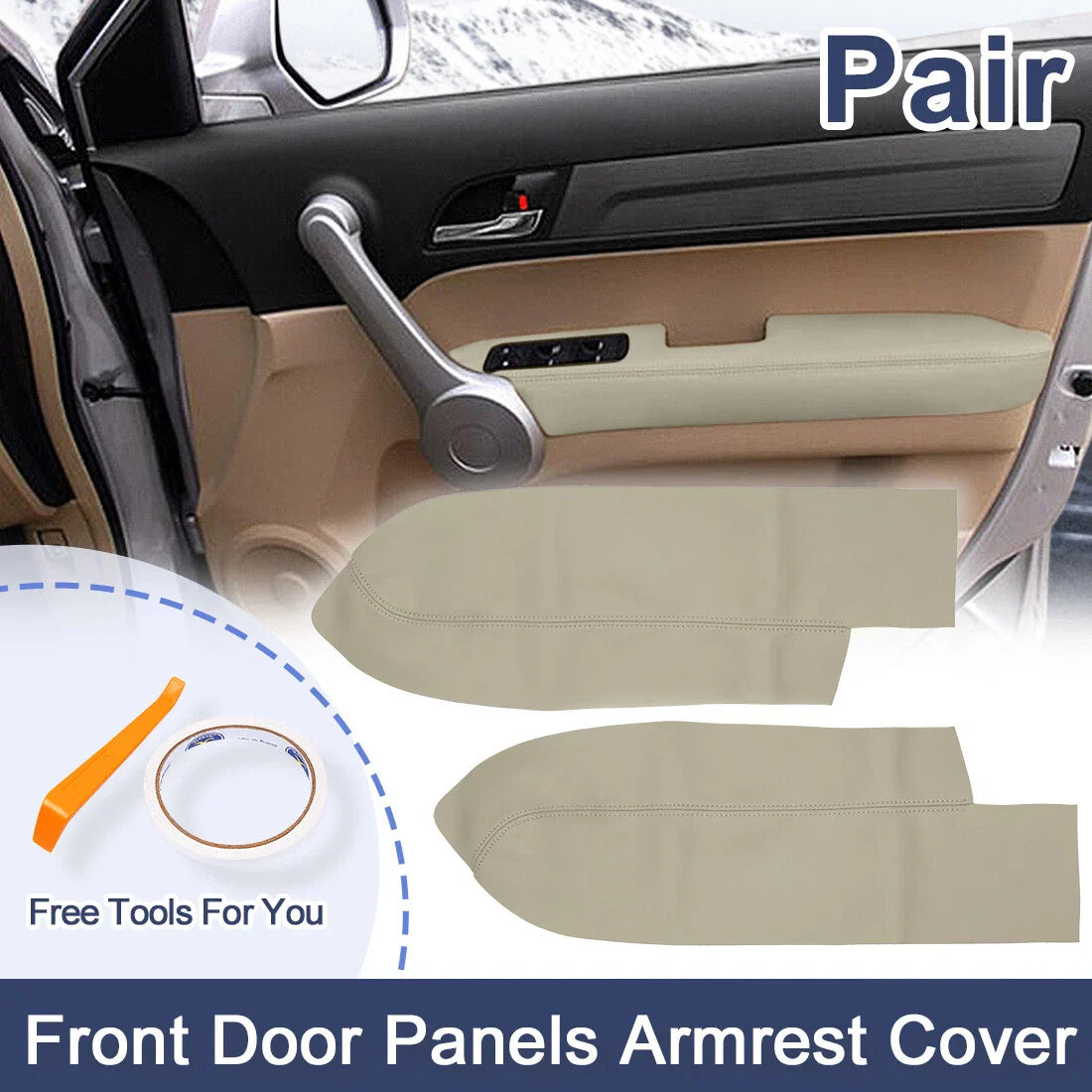 Beige Front Door Armrest Covers for Honda CRV (2007-2012)