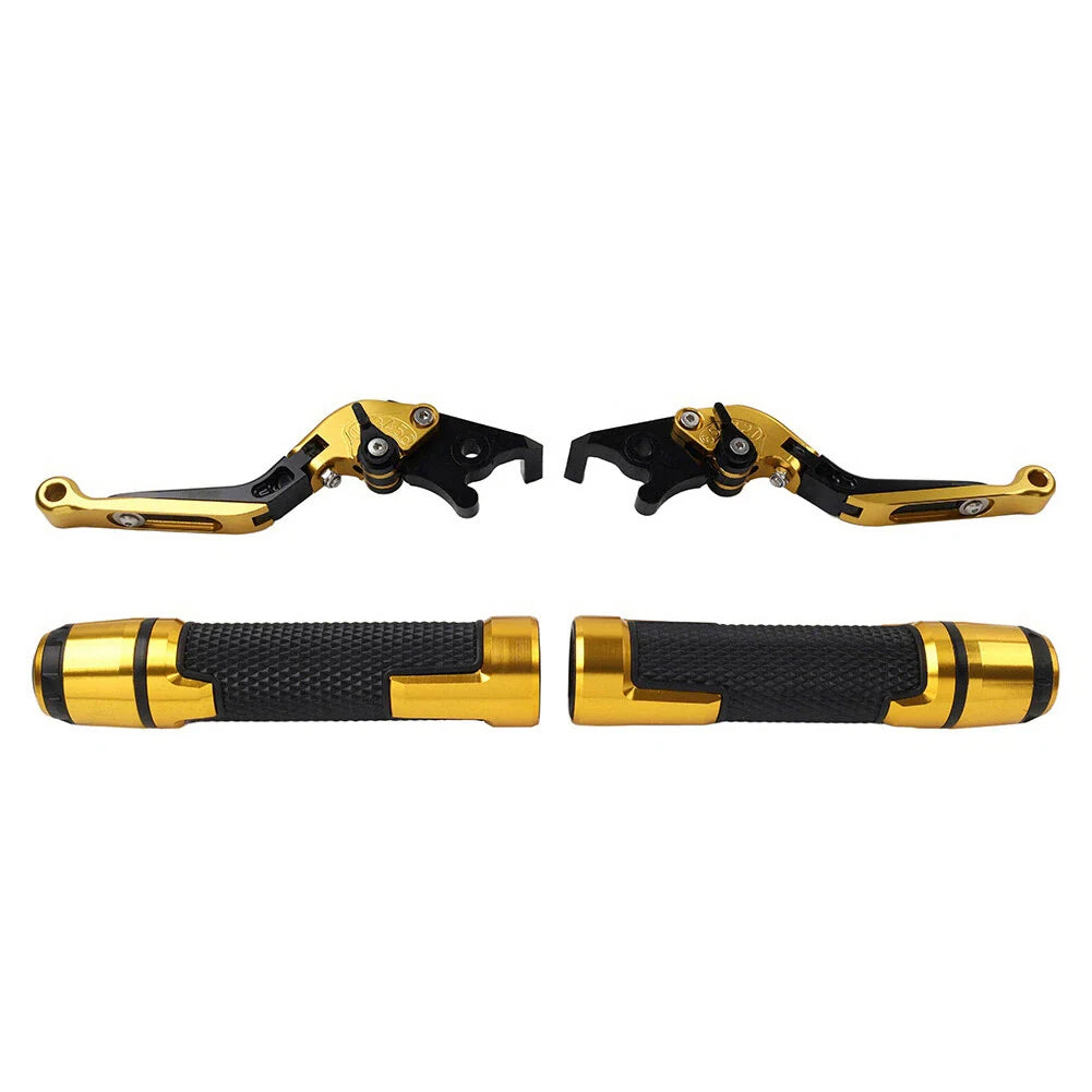Gold Extendable Brake Clutch Levers Grip Set for Kawasaki ZX10R (2016-2023)