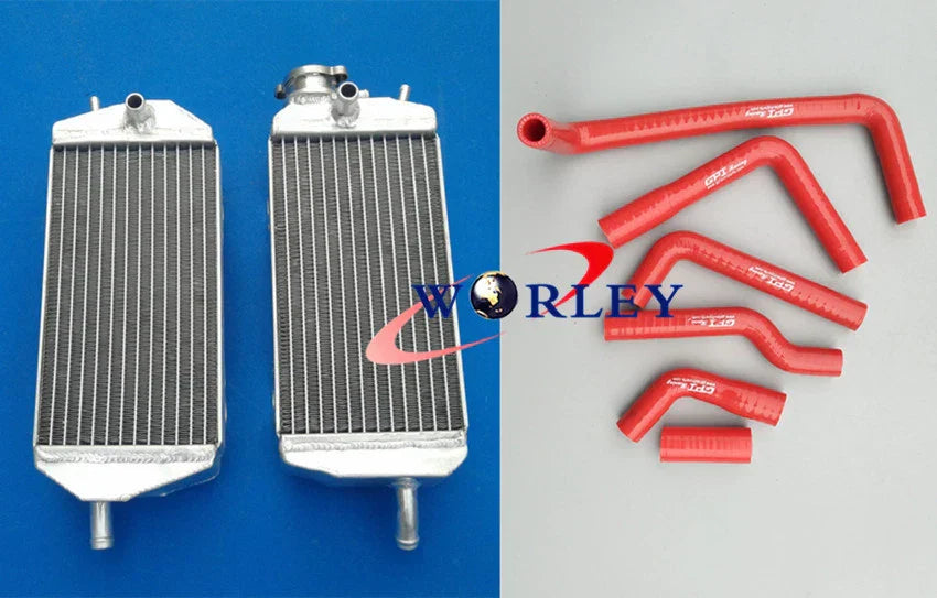 Aluminum Radiator + Red Hose for Gas Gas MX/SM/EC 200/250/300 (2007-2014)
