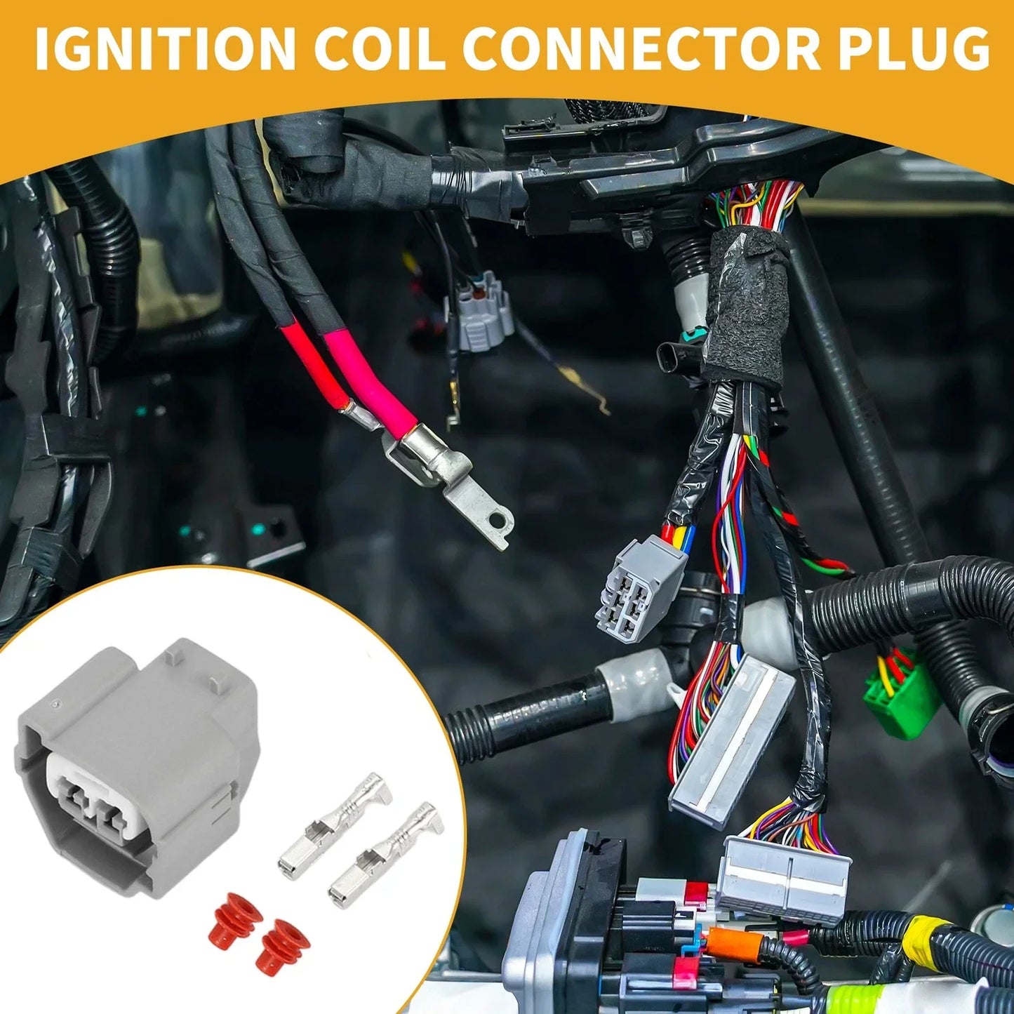 2 x Pin Ignition Coil Connector Plug for Hyundai - Gray Plastic
