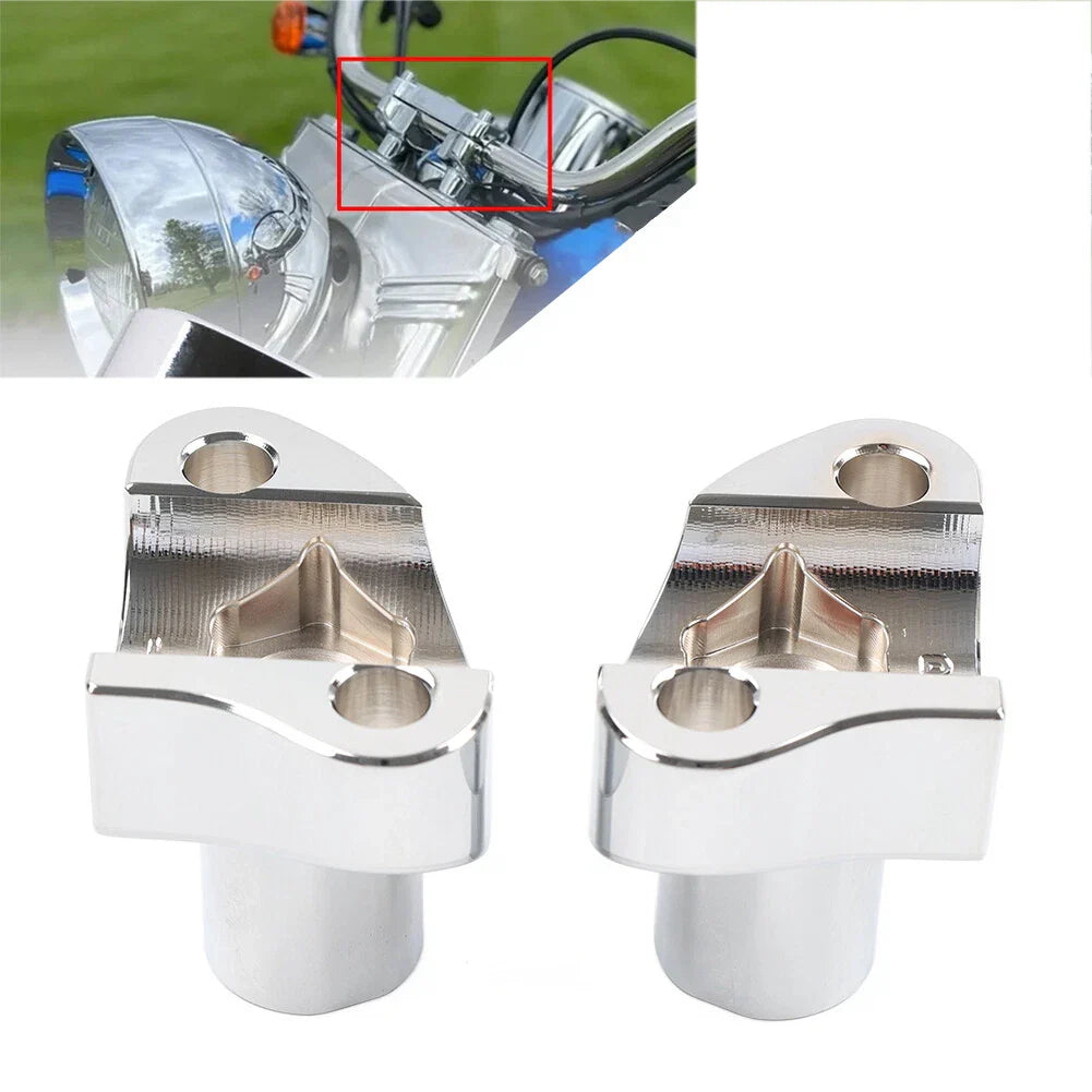 2" Straight Handlebar Risers for Harley Dyna Sportster Softail Chrome