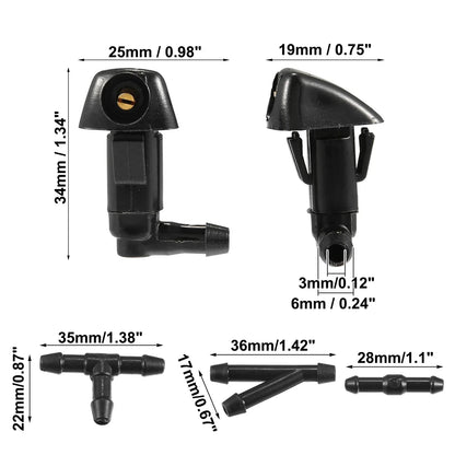 2 x Windshield Washer Nozzles Kit with Connectors for Honda