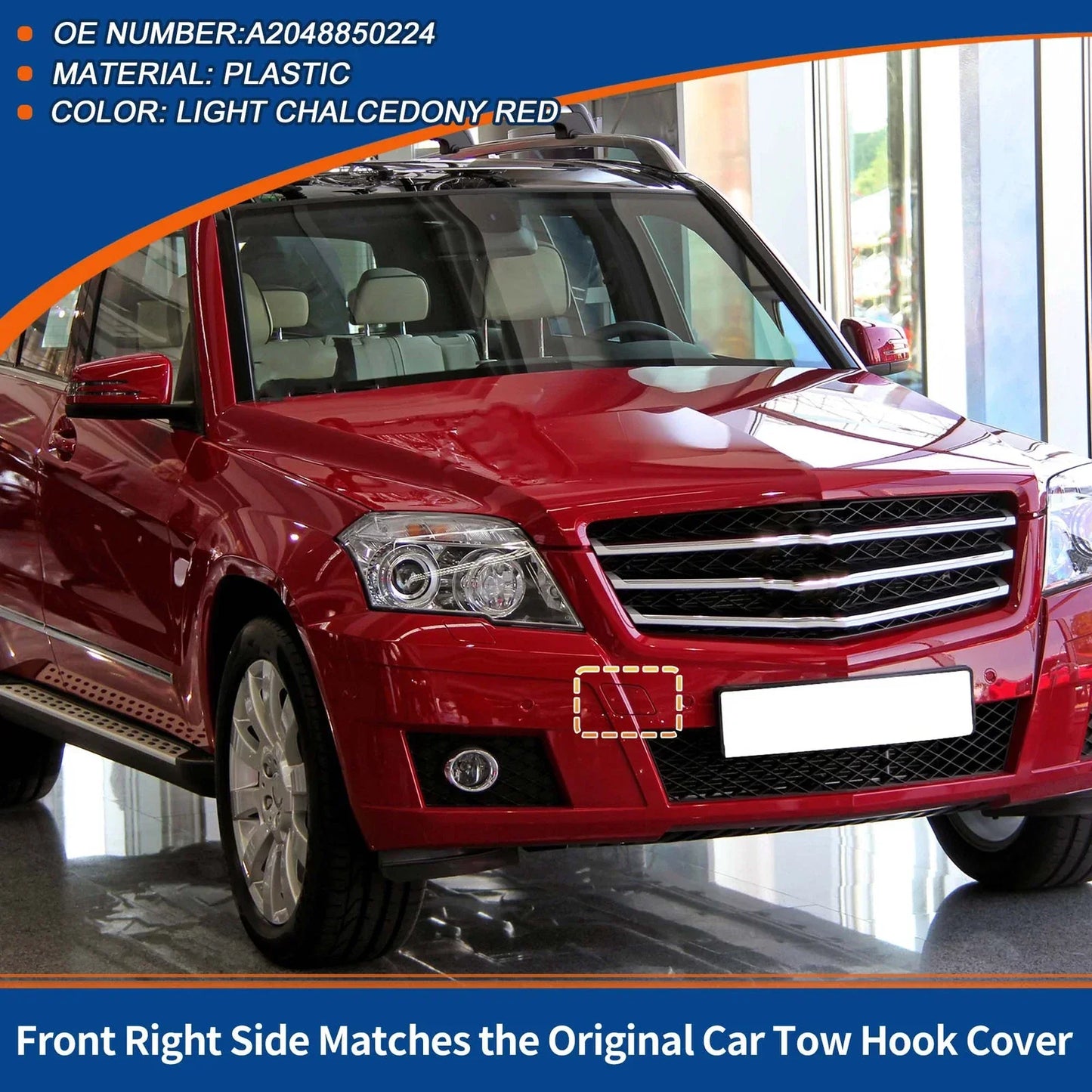 Front Car Bumper Tow Hook Cover for Mercedes-Benz GLK350 (2010-2015) Red
