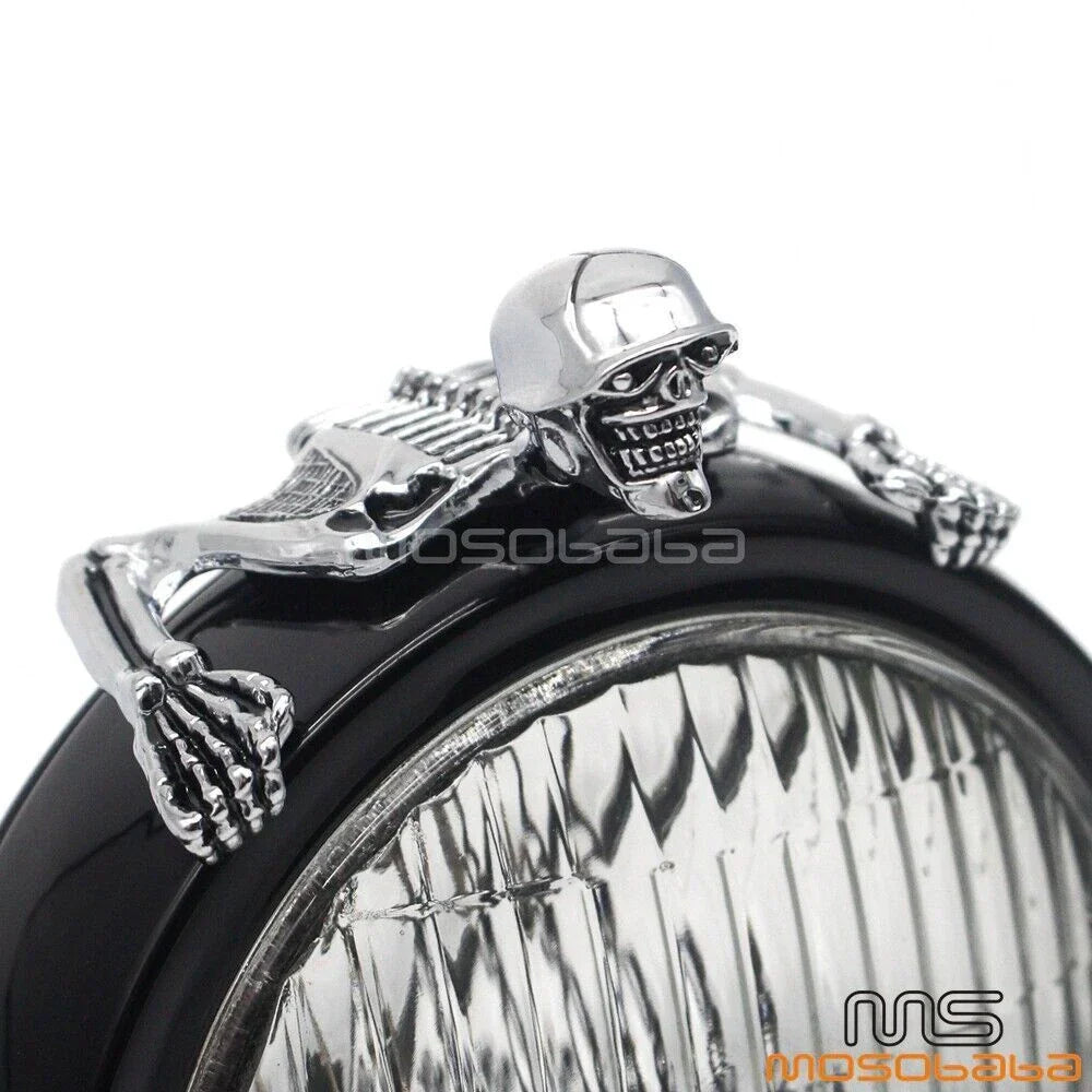 Skull Skeleton Headlight Visor Ornament for Harley Dyna Bobber