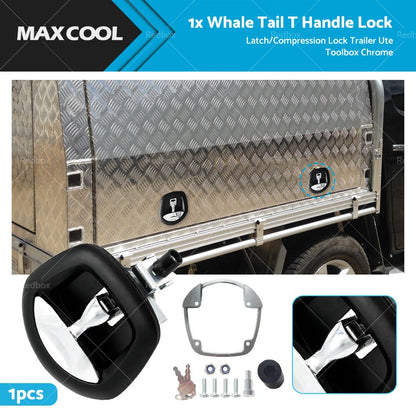 1x Chrome Whale Tail T Handle Lock for Trailer Ute Toolbox (AU)
