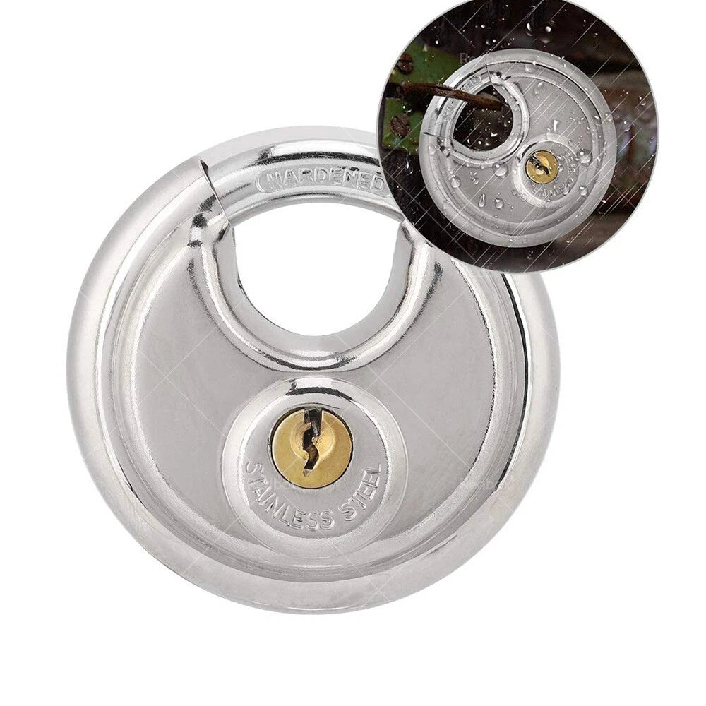 Stainless Steel Discus Lock Keyed Padlock for Storage Unit Shed Garage Fence