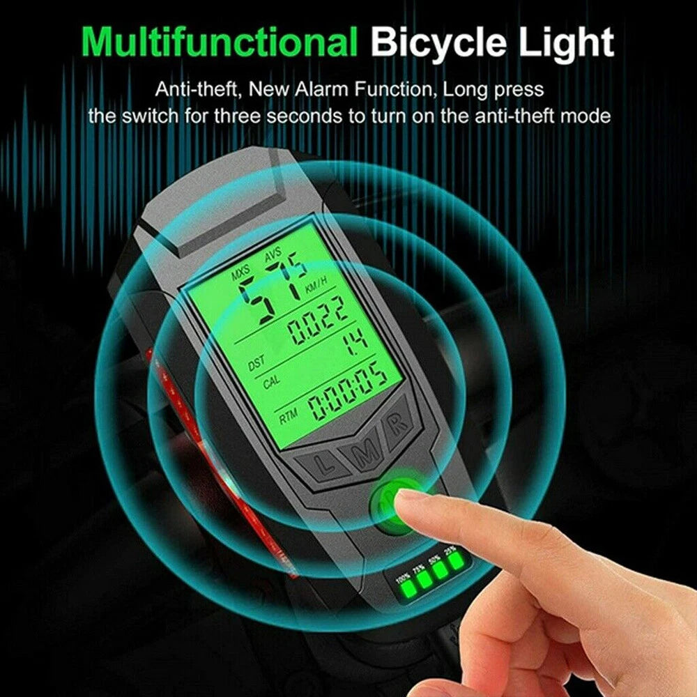 USB Rechargeable LED Bicycle Headlight with Horn for Bike Front Light