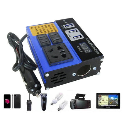 Inverter / Power Inverter with LED Display & 3 USB Ports DC12V/24V to AC110V/220V for Car
