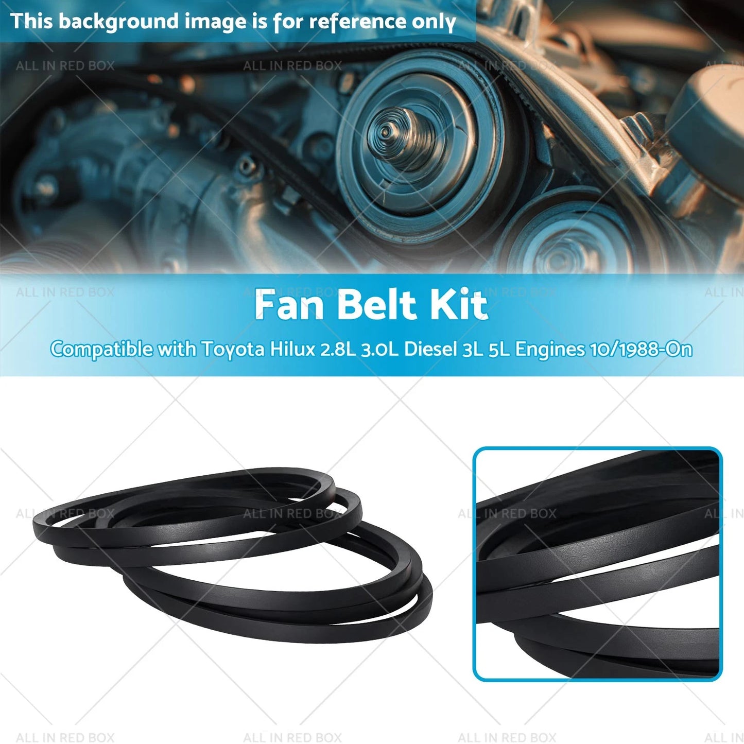 Fan Belt Kit for Toyota Hilux Diesel 2.8L 3.0L 3L 5L (1988-On)