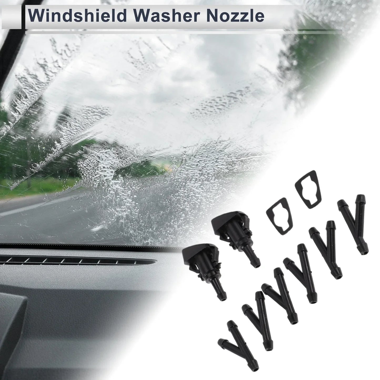 Windshield Washer Nozzle & 6 x Hose Connectors for Dodge