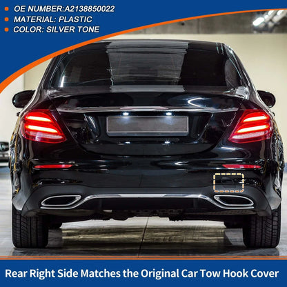 Rear Bumper Tow Hook Cover for Mercedes-Benz W213 (2017-2023) Silver Tone