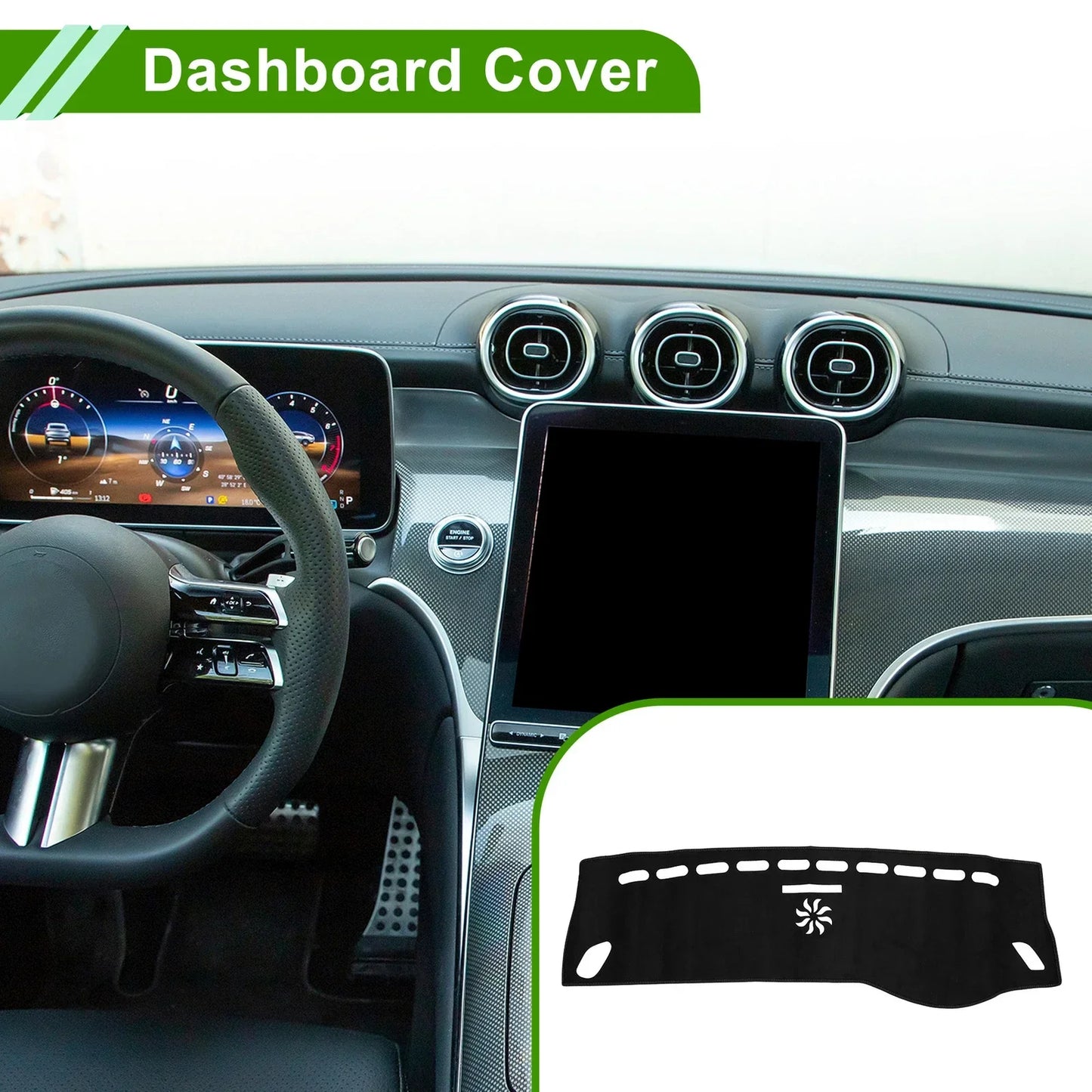 Dashboard Cover Mat for Mercedes A-Class 2013-2017 Sun Protector Black