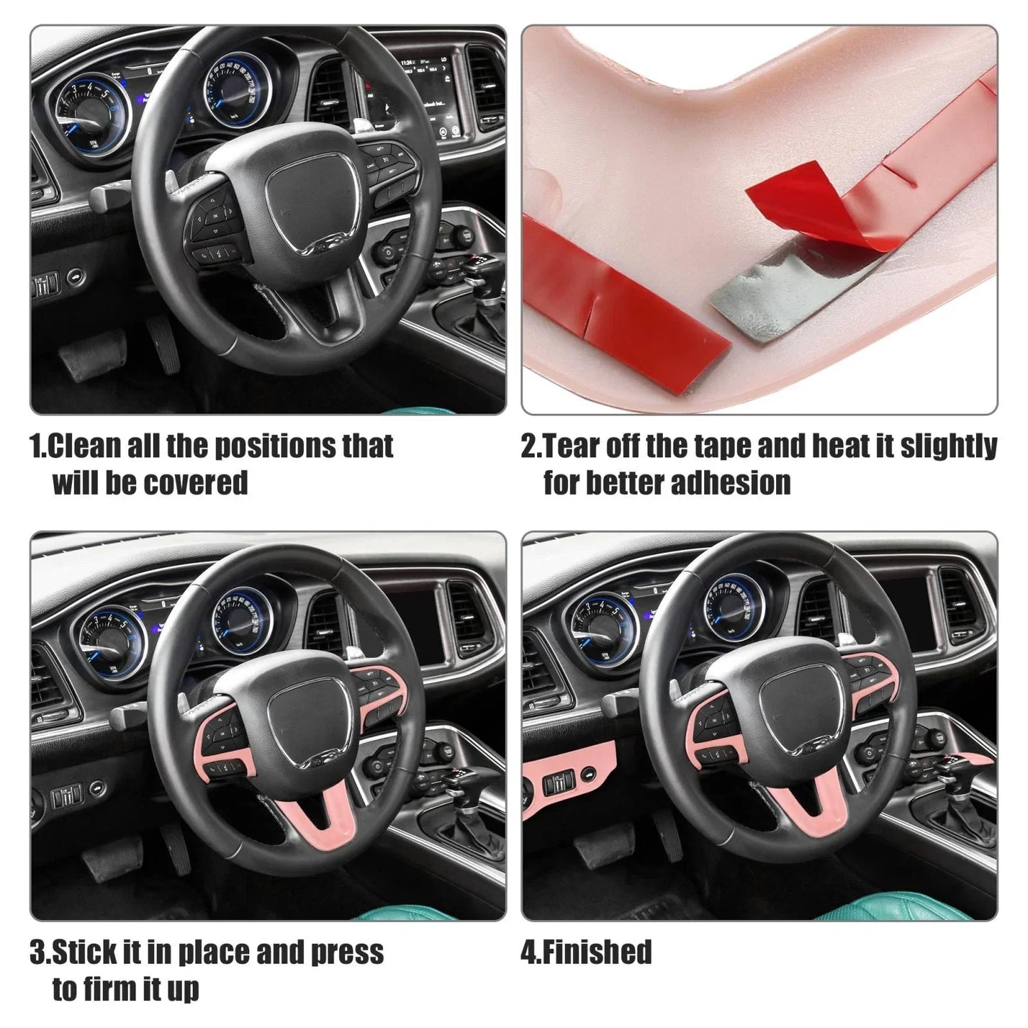 Steering Wheel Trim for Dodge Charger Challenger 2015-2021 - Pink