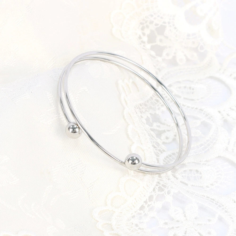 10 x Adjustable Bangle Bracelet Blank Cuff w/ Removable Ball Bead 2.5"