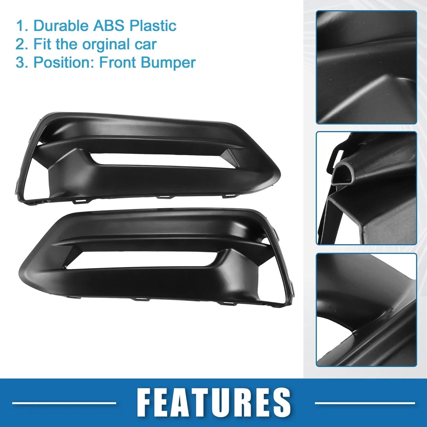 2 x Front Fog Light Grille Covers for Honda Accord (2018-2020) Black