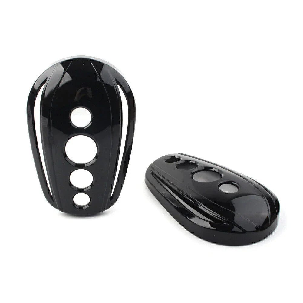 Black Oval Rearview Mirror Covers for Harley Dyna, Street Glide, Softail, Sportster