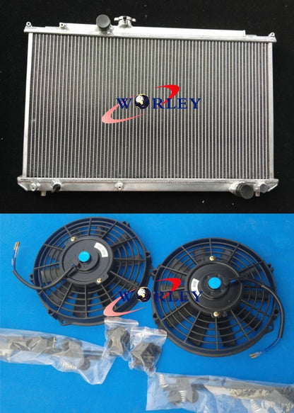 Aluminum Radiator & Fans for Toyota Mark 2 Chaser JZX100 1JZ-GTE (1996-2001)
