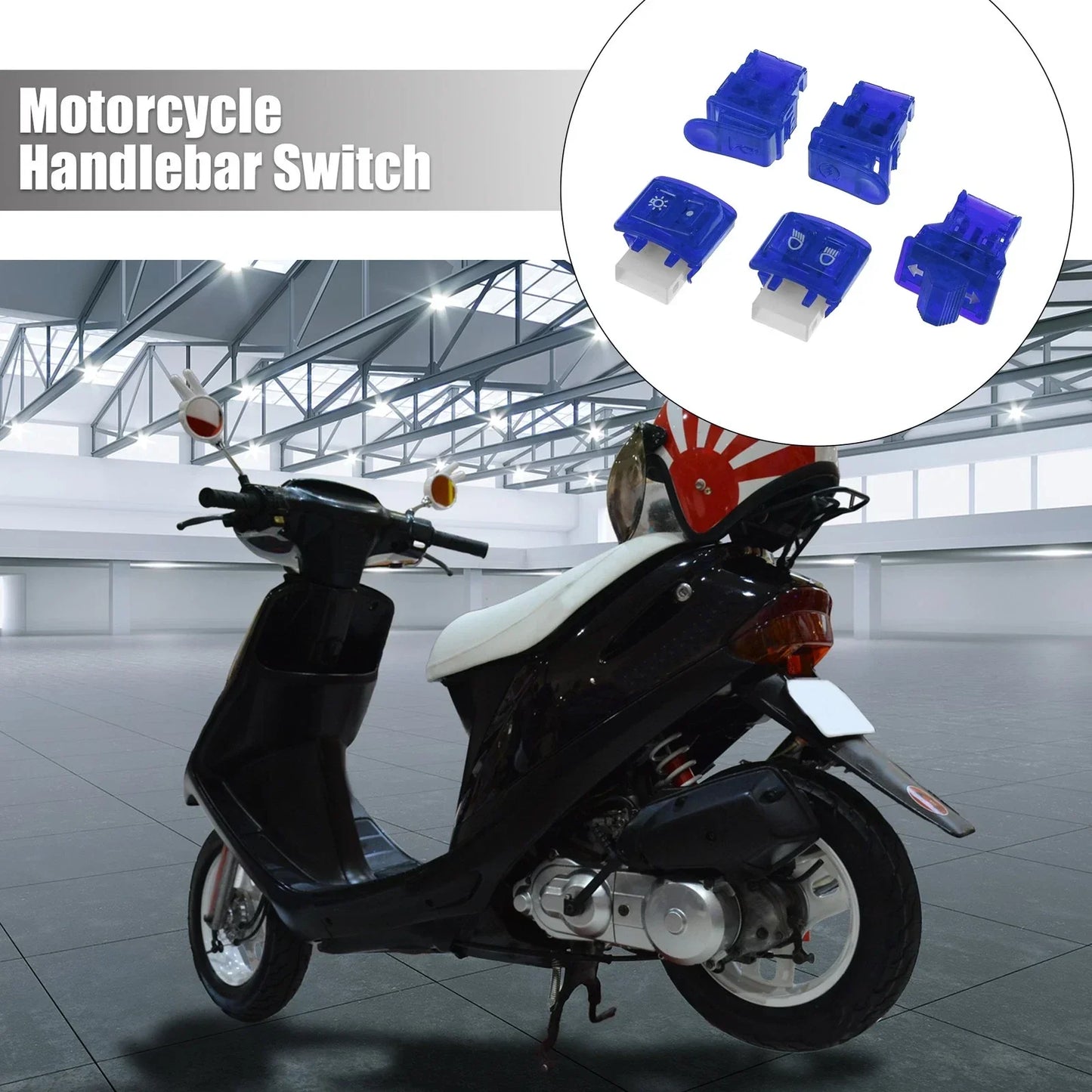 Motorcycle Handlebar Switch Set for Honda - On Off Start Switches - Blue