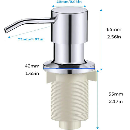 360�� Sink Soap Dispenser Kitchen Liquid Pump Stainless Steel & Plastic
