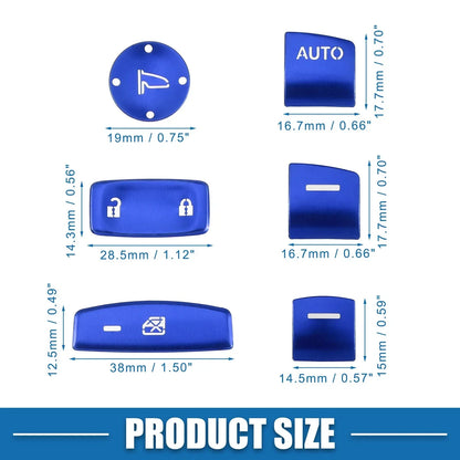 10 x Car Master Window Switch Button Covers for Honda Accord (2018-2022) Blue