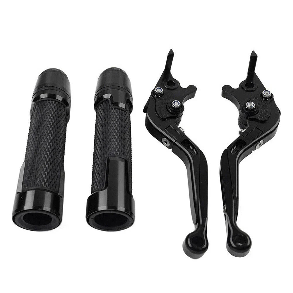 Black Extendable Brake Clutch Levers Grip Set for Kawasaki Z650 Z900 (2017-2023)