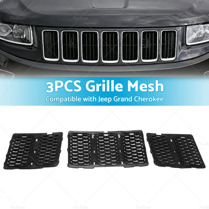 3x ABS Front Grille Mesh Insert for 14-16 Jeep Grand Cherokee