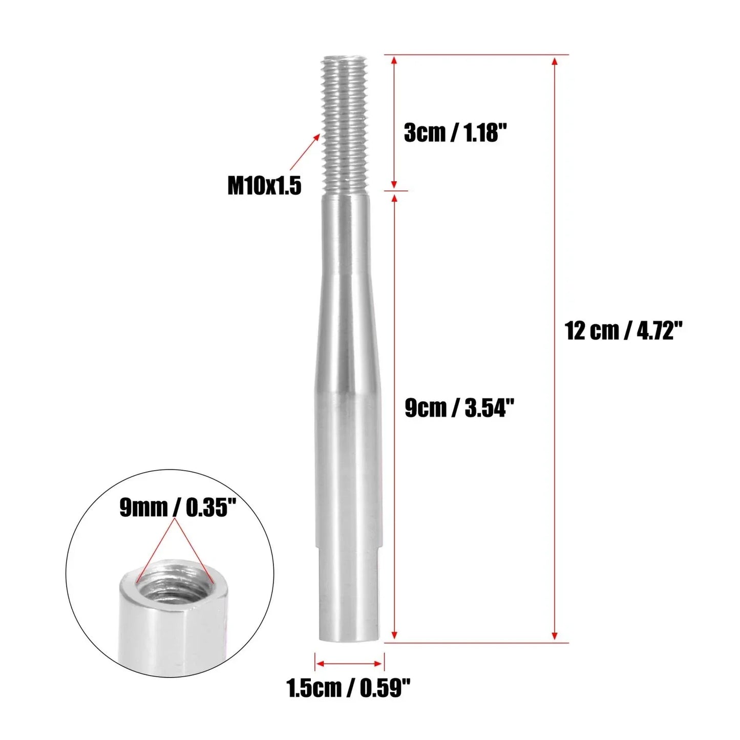 Shift Knob Extender for Honda Civic & Fit M10X1.5 Silver Tone (2006-2023)