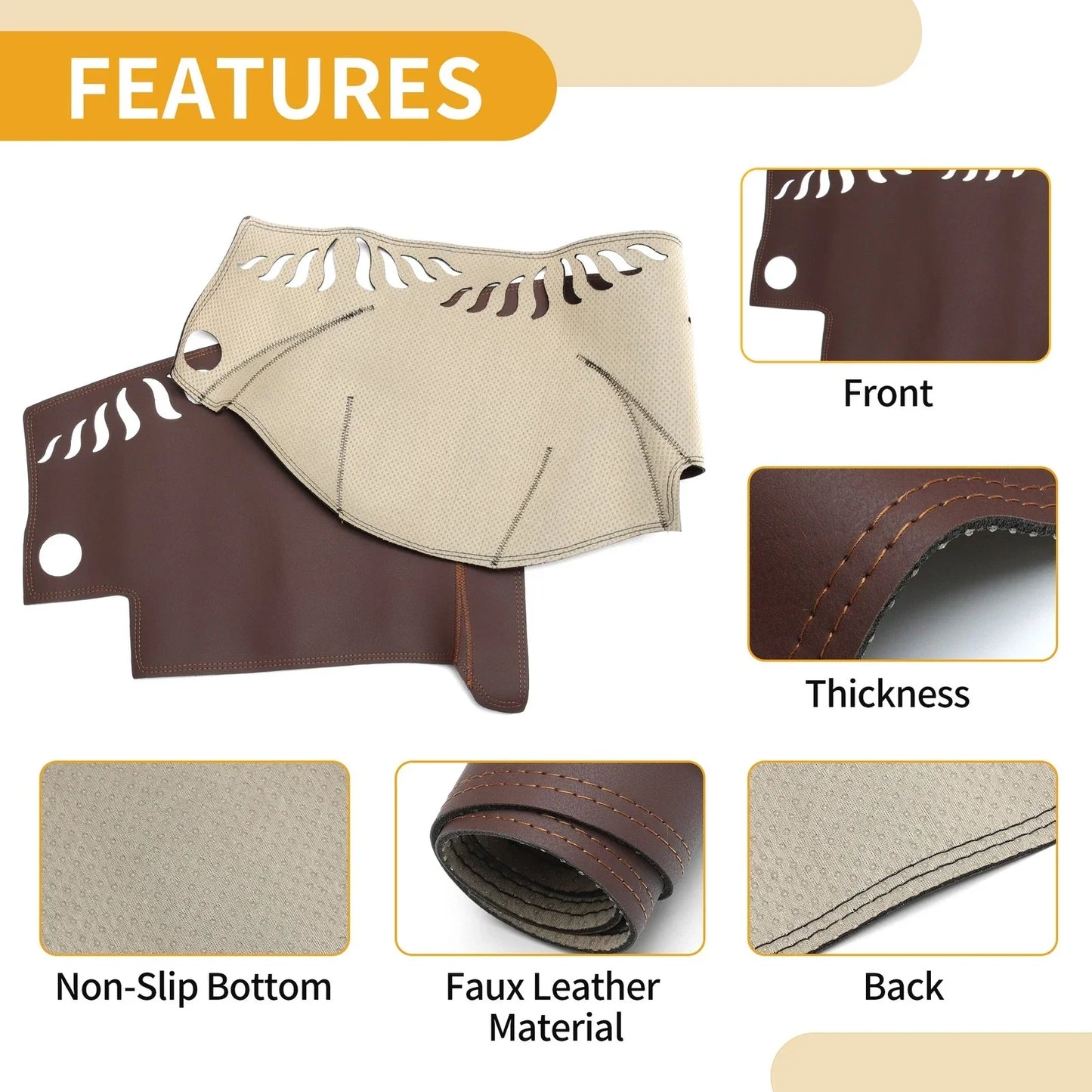 Dashboard Cover Mat for Mercedes C-Class W204 2008-2011 - Brown
