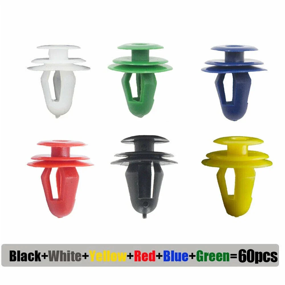 60PCS Car Door Panel Clips Fixing Fastener V9mm Hole Card Clip Rivet