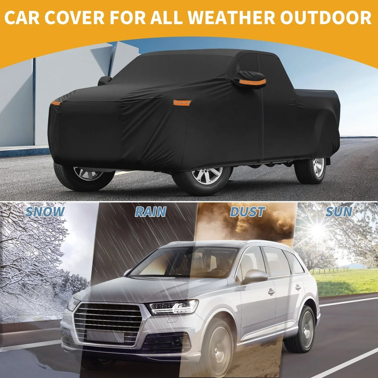 Waterproof All Weather Car Cover for Dodge Ram (2010-2023) - Black 190T-PU