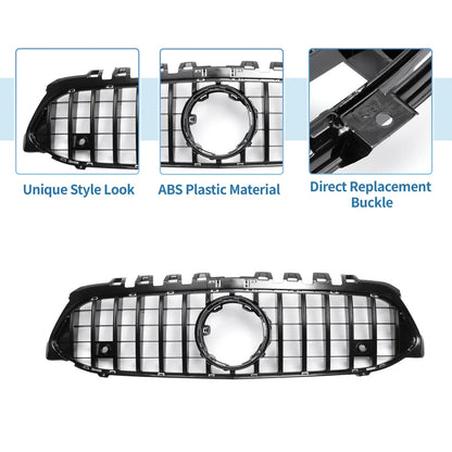 Front Upper Bumper Grille for Mercedes-Benz (No Hole, Black)