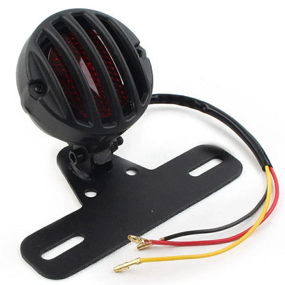 Grill Side Mount Tail Light License Plate Bracket for Cafe Racer Bobber Black