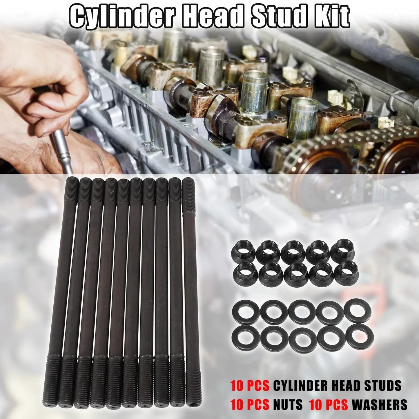 Cylinder Head Stud Kit for Honda Prelude 2.2L H22 H22A4 H23A H23A1 VTEC (1992-2001)