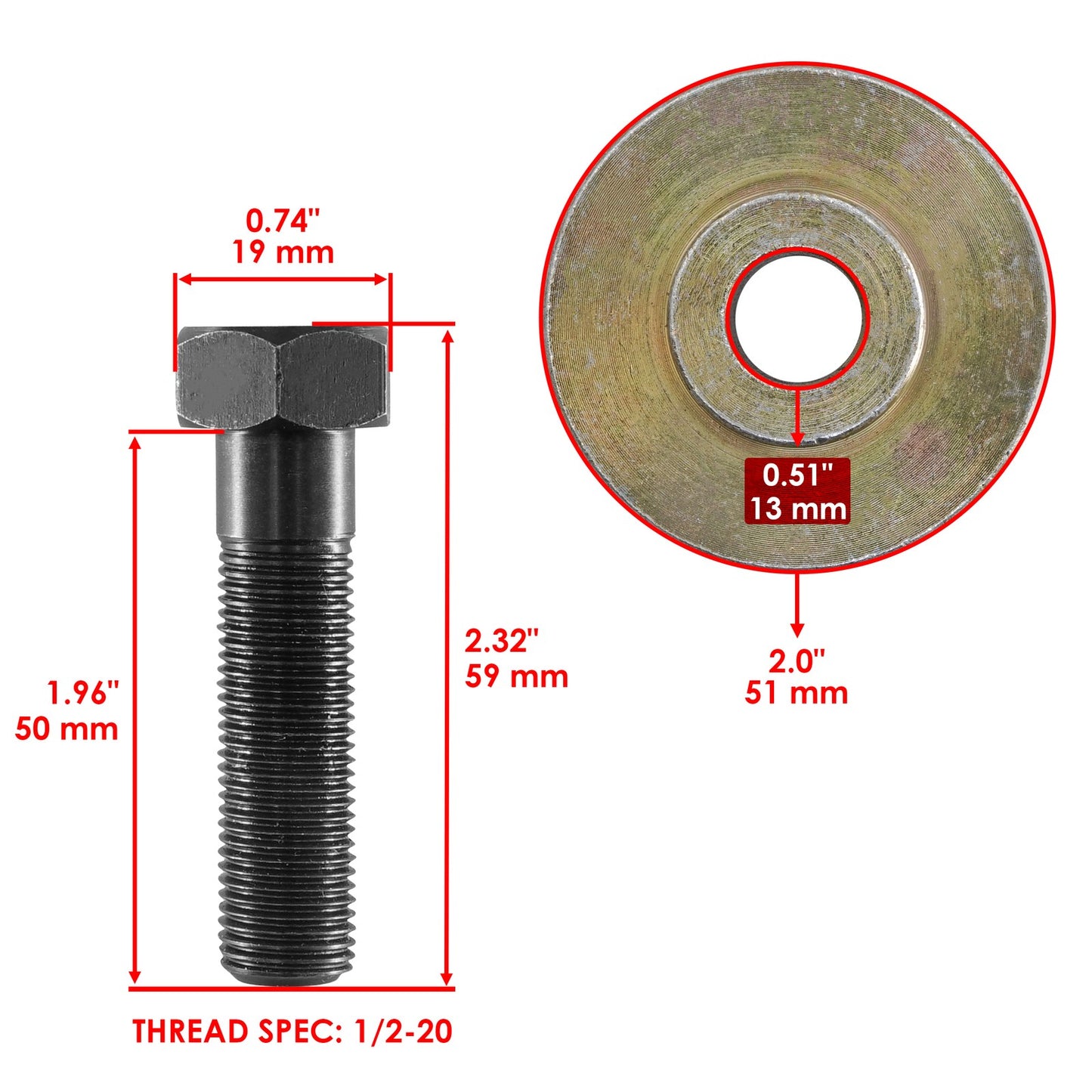 CCW Blades Left Thread Bolt with Washer for Land Pride AFM4011 (2008–2013)