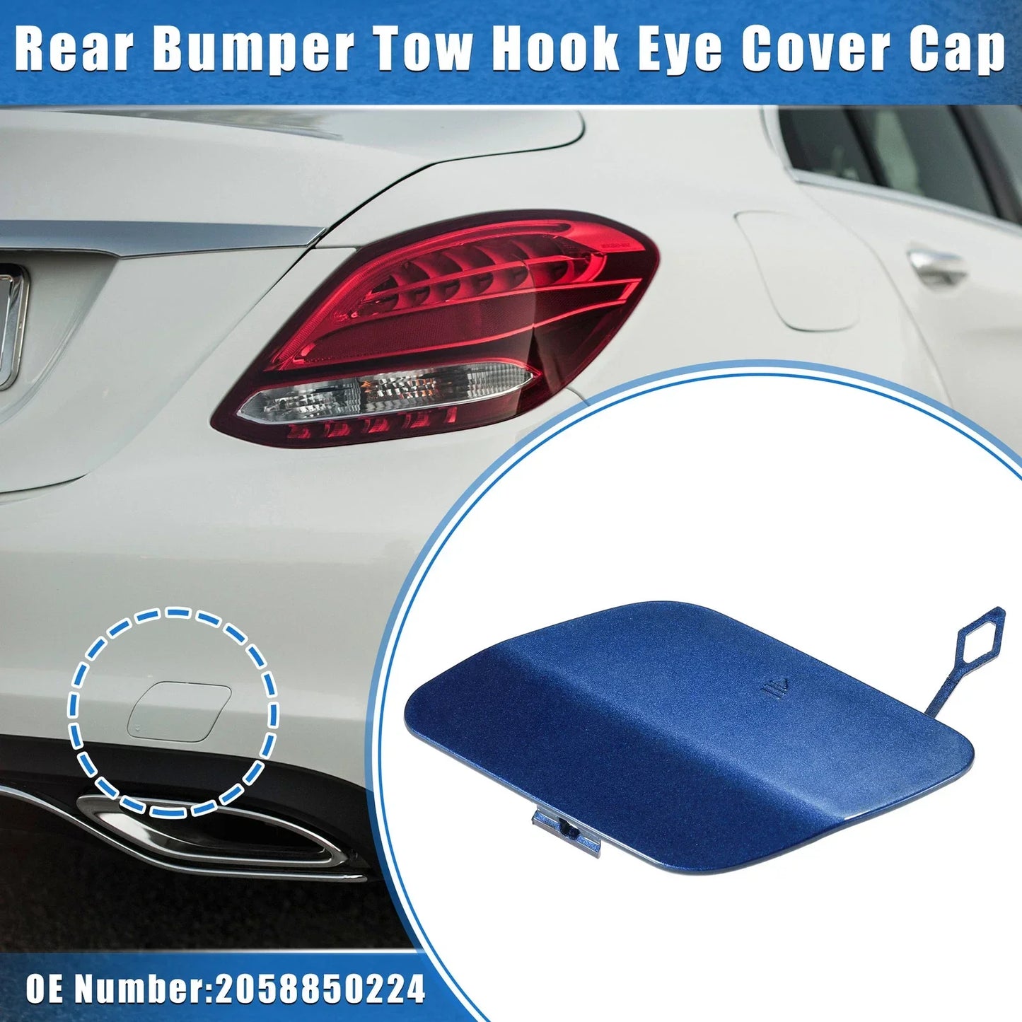 Rear Bumper Tow Hook Eye Hole Cover for Mercedes-Benz C300 Sedan (2016-2018)