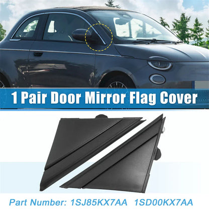 Left Right Wing Mirror Corner Covers Matte Black for Fiat 500 (2012-2019)