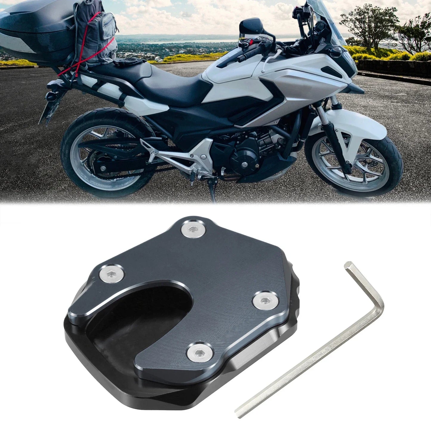 Motorcycle Kickstand Pad for Honda NC750X (2021-2022) - Titanium Tone