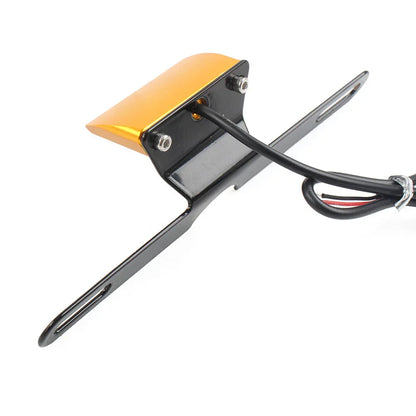 LED Brake Tail Light License Plate Mount Holder for Motorcycle Gold