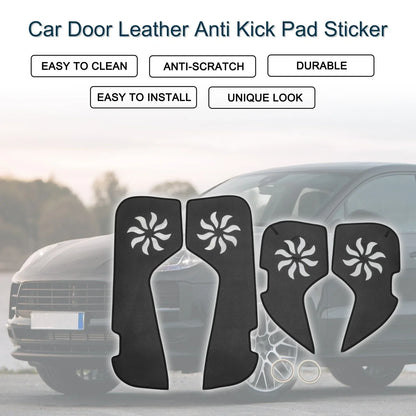 Car Door Leather Anti Kick Pad Sticker for Porsche Macan (2016-2024) Black Set
